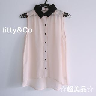 ティティアンドコー(titty&co)の【美品】ティティ&コー バイカラーノースリーブシフォンブラウス(シャツ/ブラウス(半袖/袖なし))