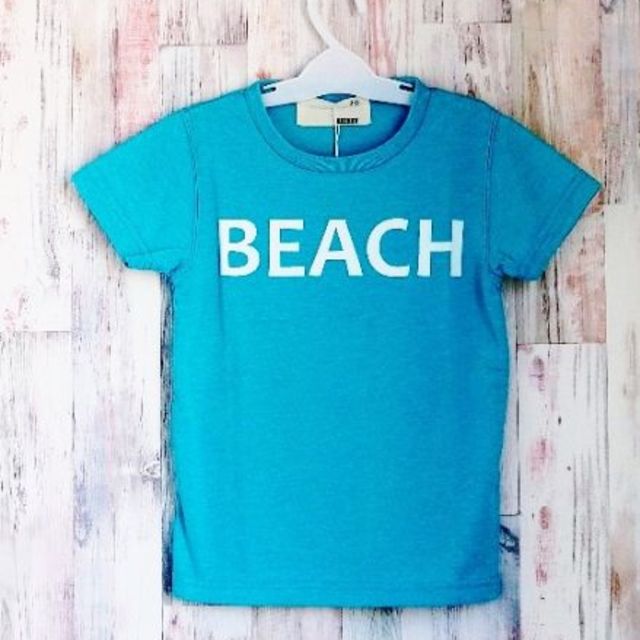 ShISKY(シスキー)の新品 ★SHISKY プリント 半袖Ｔシャツ ブルー　BEACH★100cm キッズ/ベビー/マタニティのキッズ服男の子用(90cm~)(Tシャツ/カットソー)の商品写真