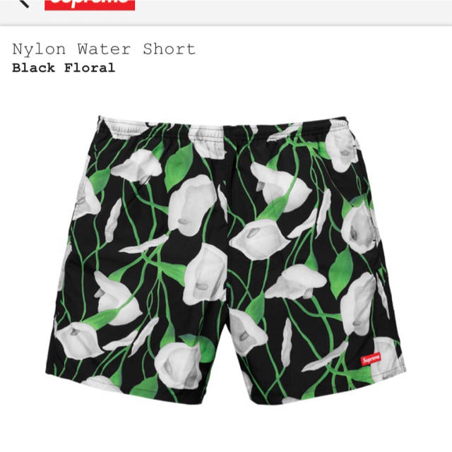 Supreme nylon water short M Black Floralショートパンツ