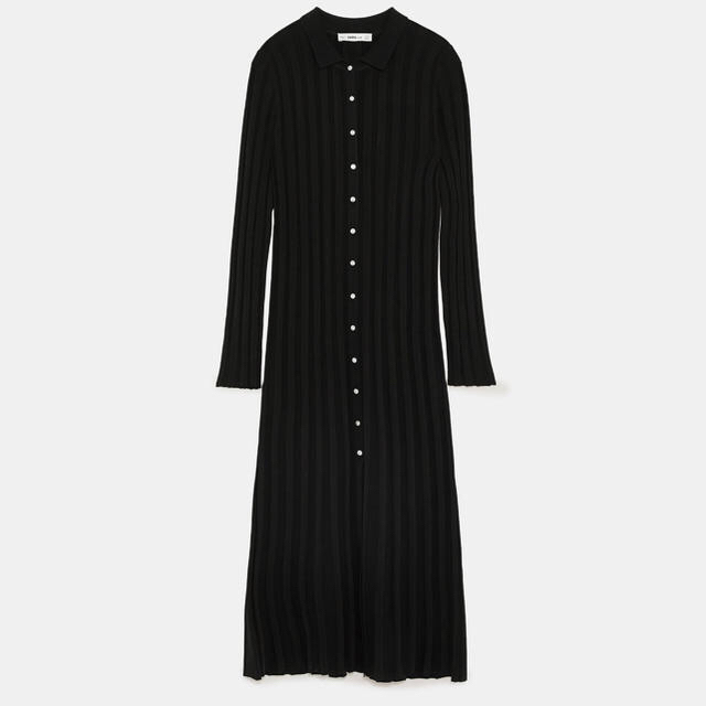 ZARA(ザラ)のZARA 新品 リブ編みポロネックワンピース レディースのワンピース(ロングワンピース/マキシワンピース)の商品写真