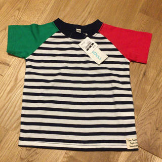 ニシマツヤ(西松屋)の【新品】ボーダー Tシャツ 赤 グリーン ネイビー 90(Tシャツ/カットソー)