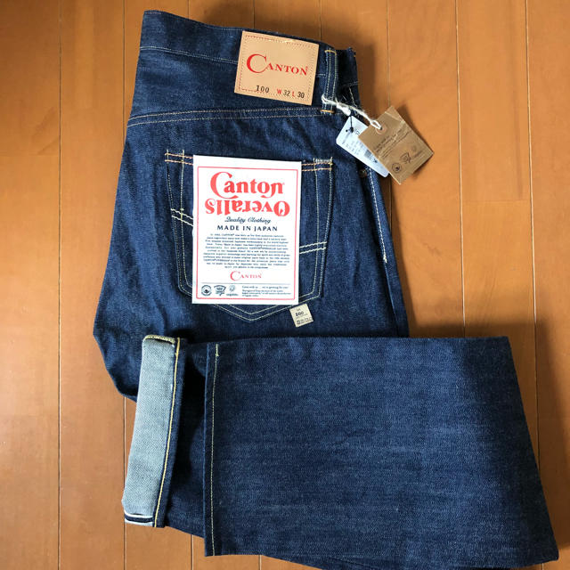 Canton(キャントン)のCANTON OVERALLS LOT.100 W32 リジット 白耳 日本製 メンズのパンツ(デニム/ジーンズ)の商品写真