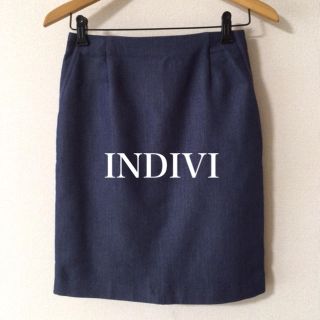 インディヴィ(INDIVI)のINDIVI✨デニム風スカート(ひざ丈スカート)