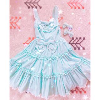 アンジェリックプリティー(Angelic Pretty)のアンプリ ジャンスカ ミント(ひざ丈ワンピース)