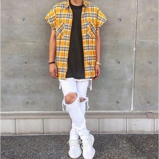 FEAR OF GOD - 確実正規品 FEAR OF GOD ノースリーブ チェックシャツの