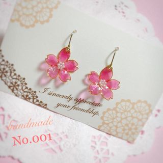 ディップアート 桜 ピアス ハンドメイド(ピアス)