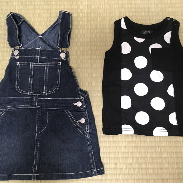 GAP(ギャップ)のドットデニムワンピ&ボーダーワンピ&デニムワンピ&タンクトップ キッズ/ベビー/マタニティのキッズ服女の子用(90cm~)(ワンピース)の商品写真