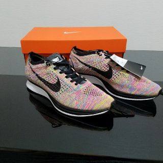 ナイキ(NIKE)のFLYKNIT RACER 27cm　ナイキ フライニットレーサー マルチ虹(スニーカー)