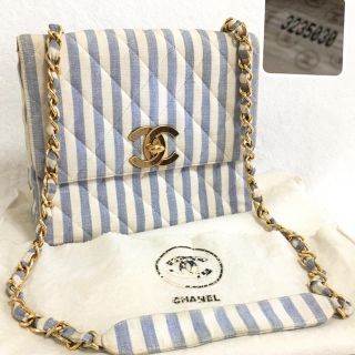 シャネル(CHANEL)のくろわっさん様専用☆シャネル 希少ヴィンテージ☆コットンストライプ マトラッセ(ショルダーバッグ)