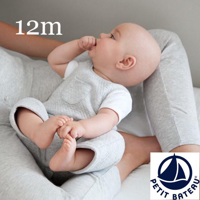 PETIT BATEAU(プチバトー)の【新品】プチバトー 12m チュビックサロペット キッズ/ベビー/マタニティのベビー服(~85cm)(ロンパース)の商品写真