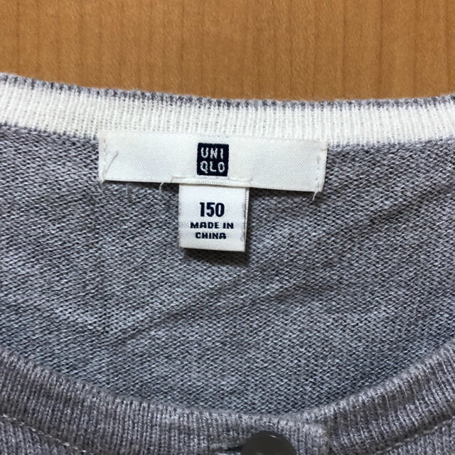 UNIQLO(ユニクロ)の【 ユニクロ 】カーディガン グレー リボン ポケット付き 150cm キッズ/ベビー/マタニティのキッズ服女の子用(90cm~)(カーディガン)の商品写真