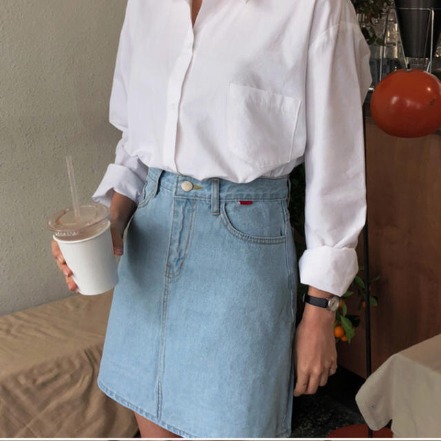 GOGOSING(ゴゴシング)の【韓国ファッション】ラブラブミー デニムスカートLサイズ レディースのスカート(ミニスカート)の商品写真