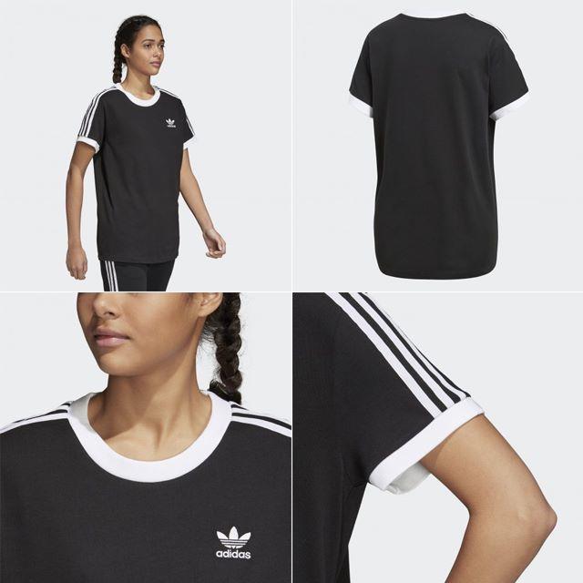 adidas(アディダス)のM【新品/即日発送OK】adidas オリジナルス レディース Tシャツ3 黒 レディースのトップス(Tシャツ(半袖/袖なし))の商品写真