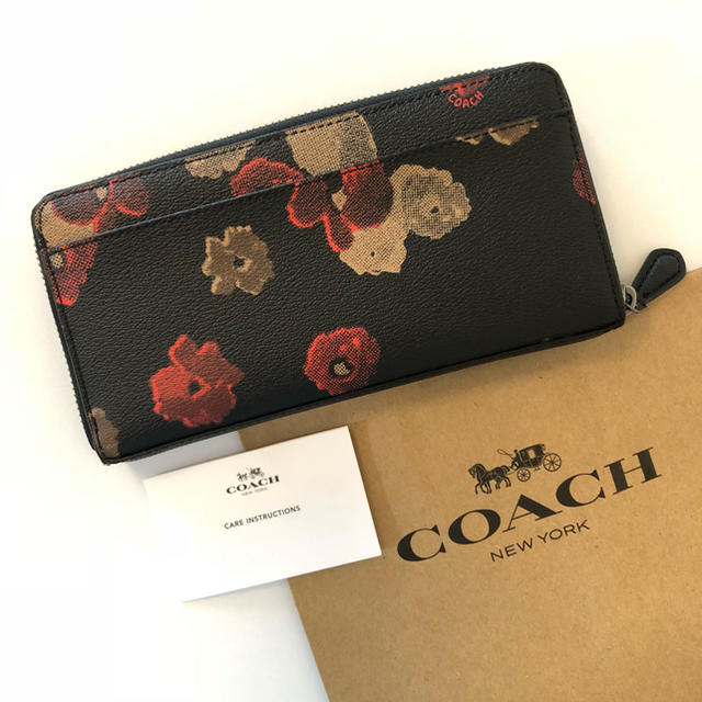 COACH(コーチ)のCOACH コーチ 長財布 ブラック 花柄 レッド フラワー  レディースのファッション小物(財布)の商品写真
