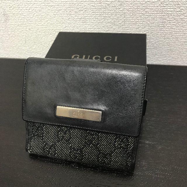 Gucci - グッチ 折り財布 ＧＧキャンバス レザー 黒の通販 by aki's