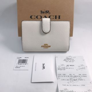 コーチ(COACH)の新品！COACH　レザー　折り財布　Chalk/CW(財布)