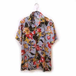 新品　アロハシャツ　ユニセックス　M　グレー×ボタニカル(シャツ)