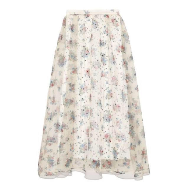 Lily Brown(リリーブラウン)のシアーフラワーボリュームスカート レディースのスカート(ロングスカート)の商品写真