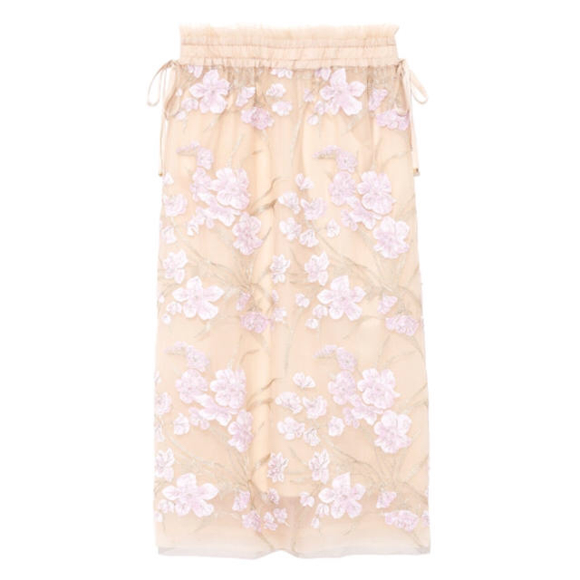 Lily Brown(リリーブラウン)のLily Brown フラワー刺繍チュールタイトスカート レディースのスカート(ひざ丈スカート)の商品写真