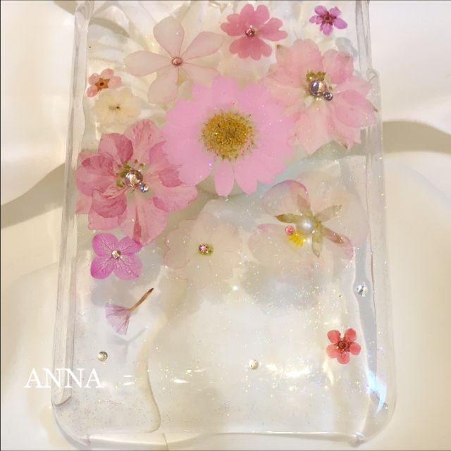 ともか様 Romantic Pink 押し花 iPhoneケース Android ハンドメイドのスマホケース/アクセサリー(スマホケース)の商品写真