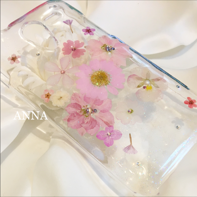 ともか様 Romantic Pink 押し花 iPhoneケース Android ハンドメイドのスマホケース/アクセサリー(スマホケース)の商品写真