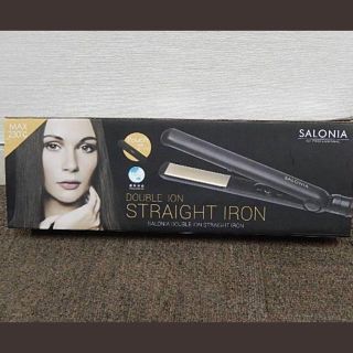 サロニア ダブルイオン ストレートアイロン 専用ポーチ付き(ヘアアイロン)
