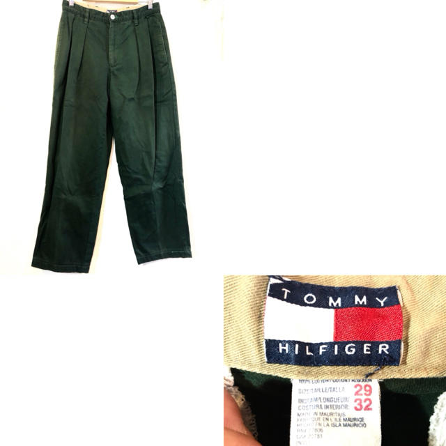 TOMMY HILFIGER(トミーヒルフィガー)のTOMMY HILFIGER★タックパンツ★ワイド★トミーヒルフィガー★緑 メンズのパンツ(チノパン)の商品写真