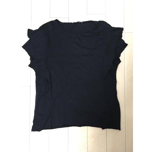 ZARA(ザラ)のZARA フリル袖Tシャツ ブラック S 美品♡ レディースのトップス(Tシャツ(半袖/袖なし))の商品写真