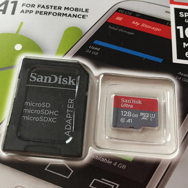 SanDisk(サンディスク)のSanDisk microSDXC 128GB SD変換アダプター付 スマホ/家電/カメラのPC/タブレット(PC周辺機器)の商品写真