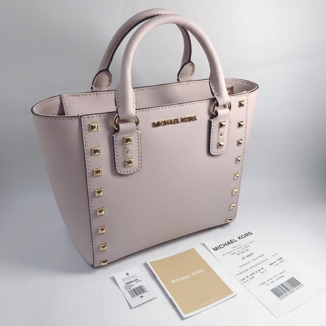 新品！MICHAEL KORS　スタッズ　ハンドバッグ　ピンク/MK