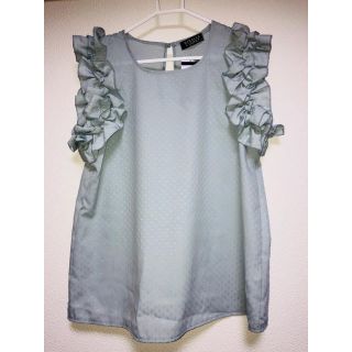 シマムラ(しまむら)の【専用】フリルブラウス ミントグリーン×ドット(シャツ/ブラウス(半袖/袖なし))