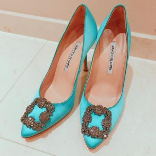 マノロブラニク(MANOLO BLAHNIK)のぱぷ様専用マノロブラニク ハンギシ 今入手困難 ティファニーブルー37サイズ！(ハイヒール/パンプス)