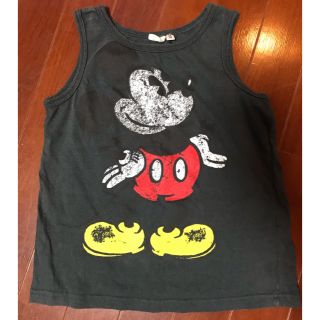 ディズニー(Disney)のビンテージ加工 Disney ミッキー mickey タンクトップ 黒 130(タンクトップ/キャミソール)