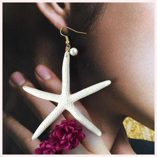 ハンドメイド☆選べるストーン star fishピアス(ピアス)