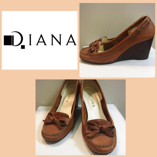 DIANA(ダイアナ)のどりどり様専用ページです♡ダイアナ♡ブラウンレザー  ウエッジ パンプス♡ レディースの靴/シューズ(ハイヒール/パンプス)の商品写真