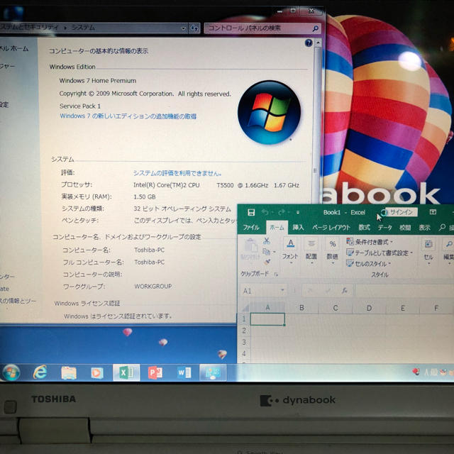 東芝(トウシバ)のwindows7ノートパソコンoffice付き スマホ/家電/カメラのPC/タブレット(ノートPC)の商品写真