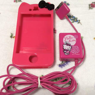 キティiPhone4Sカバー&充電器(モバイルケース/カバー)