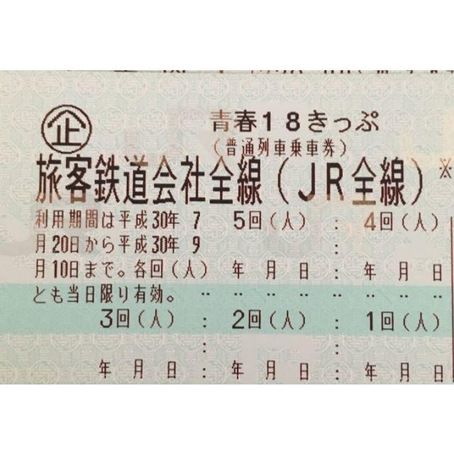 目玉商品 実質額面未満 最新 青春18きっぷ 5回分 未使用 返送不要(青春