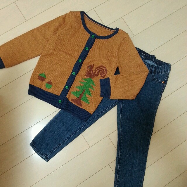 Petit jam(プチジャム)のカーデ&デニムセット キッズ 120 キッズ/ベビー/マタニティのキッズ服女の子用(90cm~)(その他)の商品写真