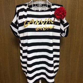 ランバンオンブルー(LANVIN en Bleu)のランバンオンブルー☆コサージュ付きTシャツ(Tシャツ(半袖/袖なし))