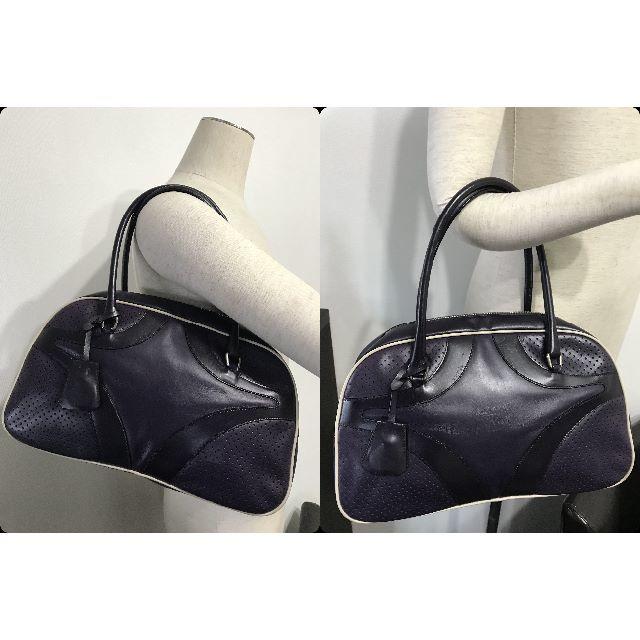 PRADA(プラダ)の●14万プラダ希少パンチング総レザー革ショルダーボストンバッグボーリング●良美 メンズのバッグ(ボストンバッグ)の商品写真