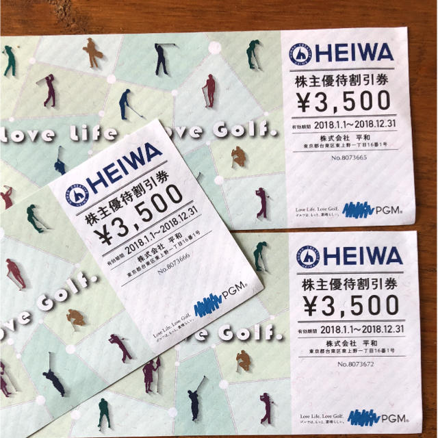 平和(ヘイワ)の平和株主優待券 チケットの施設利用券(ゴルフ場)の商品写真
