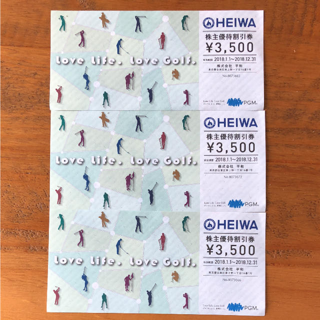 平和(ヘイワ)の平和株主優待券 チケットの施設利用券(ゴルフ場)の商品写真