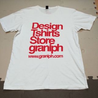 グラニフ(Design Tshirts Store graniph)のgraniph ブラニフ ロゴ デザイン ホワイト 白 Ｔシャツ Ｌサイズ(Tシャツ/カットソー(半袖/袖なし))