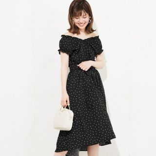 ナチュラルクチュール(natural couture)の美品★ナチュラルクチュール★ギャザーフリル２WAYワンピース★ドット(ロングワンピース/マキシワンピース)