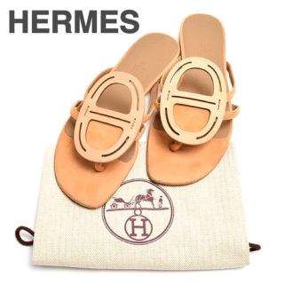 エルメス(Hermes)のエルメス トングサンダル フラット スエード レザー ベージュ 36 約23cm(サンダル)