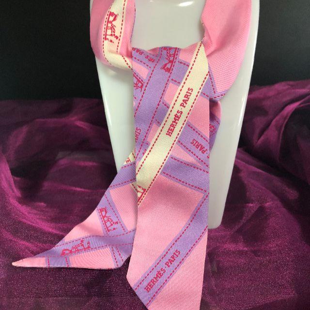 エルメスツイリ　スカーフシルク100％　アクセサリ－　ピンク色　美品