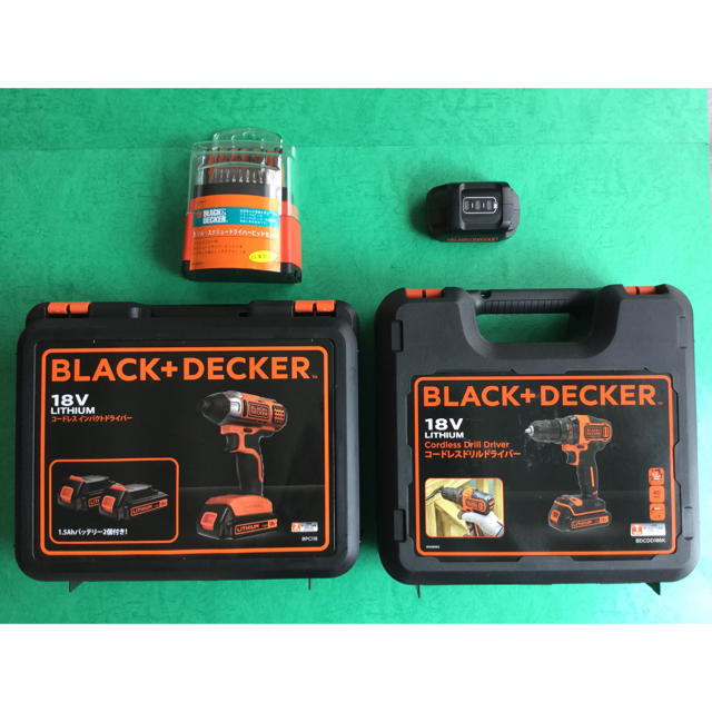 Makita(マキタ)の【ゴロゴロ 13様専用】BLACK＋DECKER★18V インパクトドリルセット スポーツ/アウトドアの自転車(工具/メンテナンス)の商品写真