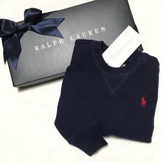 ラルフローレン(Ralph Lauren)の人気アイテム☆新品✨裏起毛 スウェットシャツ / ネイビー 12M/80(トレーナー)