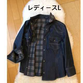 バーバリー(BURBERRY)の美品バーバリーBurberry上質コットンデニム七分袖シャツ(シャツ/ブラウス(長袖/七分))